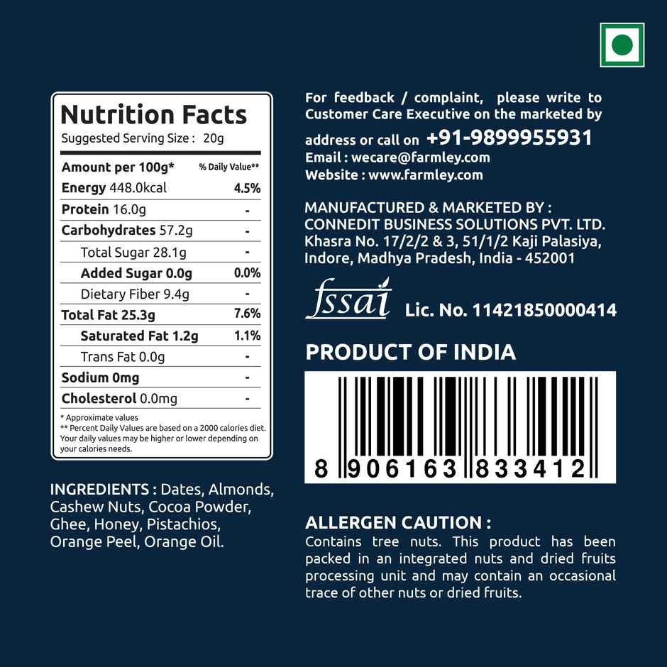 Farmley Choco Orange Chocolate Date Bites | No Added Sugar 