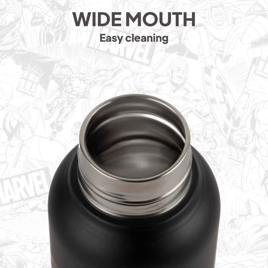 Cello Aqualoop 800 Iron Man Design Single Wall Stainless Steel Water Bottle 800 ml, Black