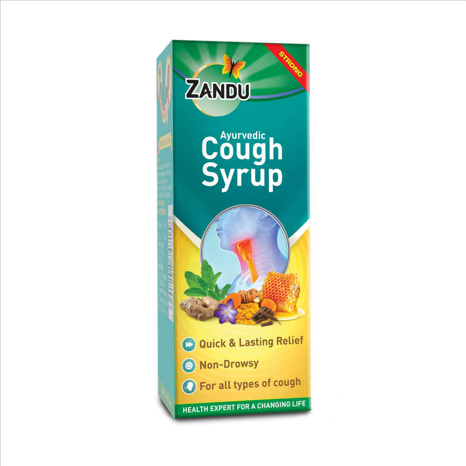 Zandu Ayurvedic Cough Syrup | Get Relief from Dry & Wet Cough | Non-Drowsy Formula
