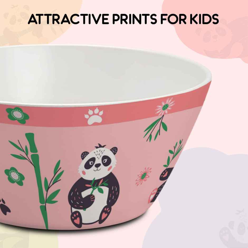 Cello Kidzbee Quadmeal Bamboo Buddies Melamine Meal Set for Kids | Set of 5, Peach