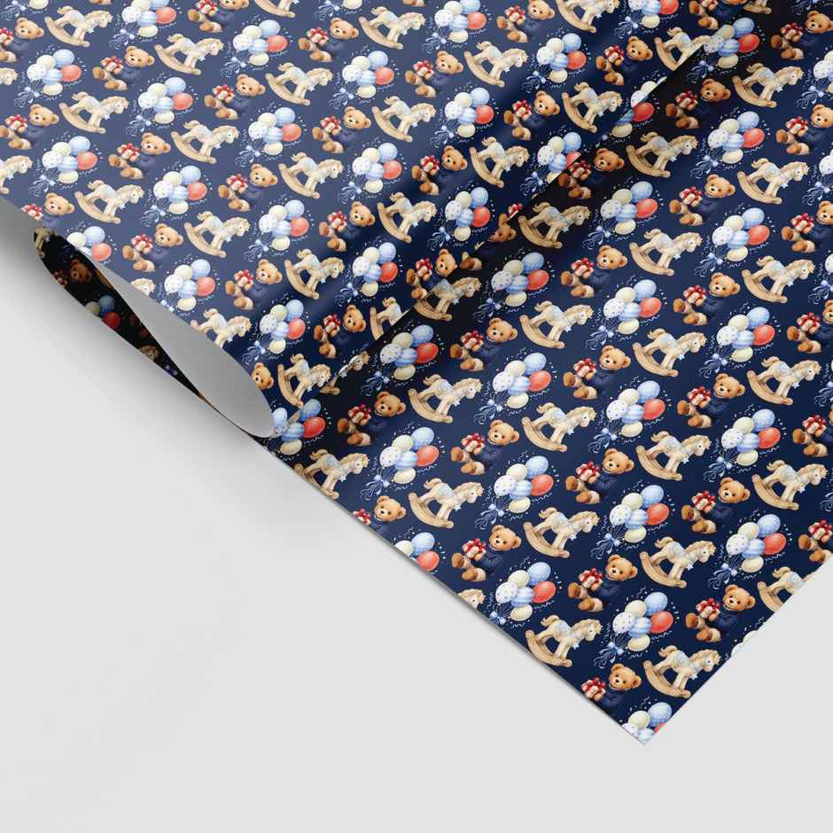 Tiger Notes Gift Wrap Kids Bear Blue