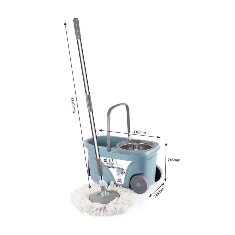 Cello Deluxe Spin Mop Bucket Max Clean with Soap Dispenser, Grey, Plastic