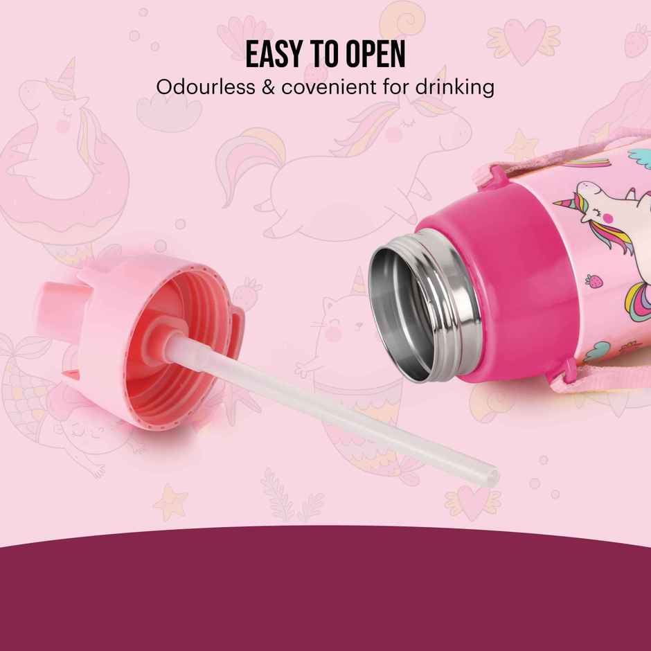 Cello Plastic Kidzbee Era Pink Parade Water Bottle PU Insulation Kids Bottle | Pink | 450 ml