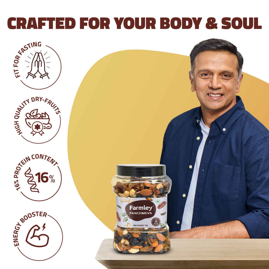 Farmley Mix Dry Fruits Panchmeva - Almonds, Cashews, Dates, Black Raisins, Green Raisins