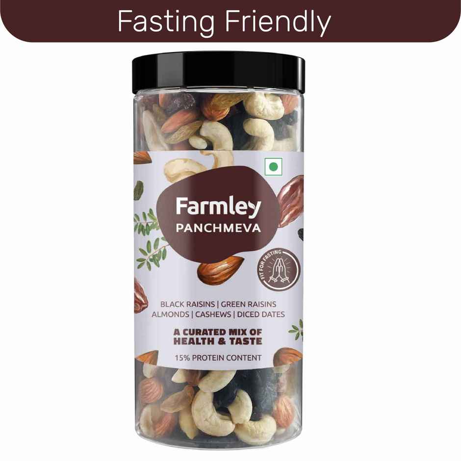 Farmley Mix Dry Fruits Panchmeva | Almonds | Cashews | Dates | Black Raisins | Green Raisins