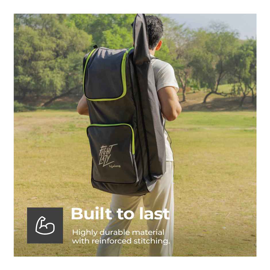 Lifelong Cricket Kit Bag with Bat Pocket, Durable & Water-Resistant | Grey