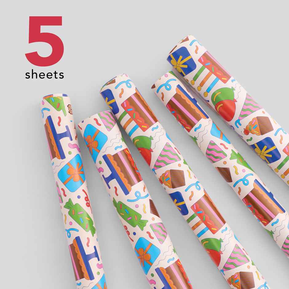 Tiger Notes Gift Wrap Birthday Party White