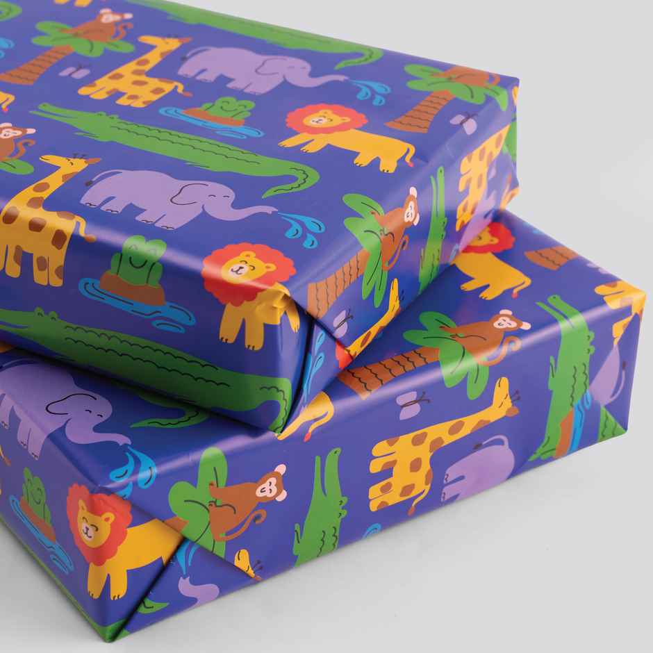 Tiger Notes Gift Wrap Kids Animals Blue