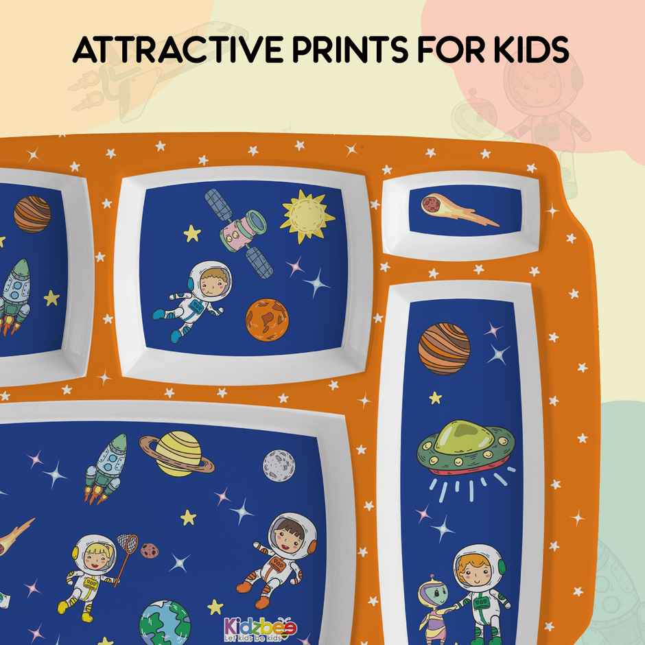 Cello Kidzbee Pentameal Cosmic Explorer Melamine Meal Set for Kids |Set of 3, Navy Blue