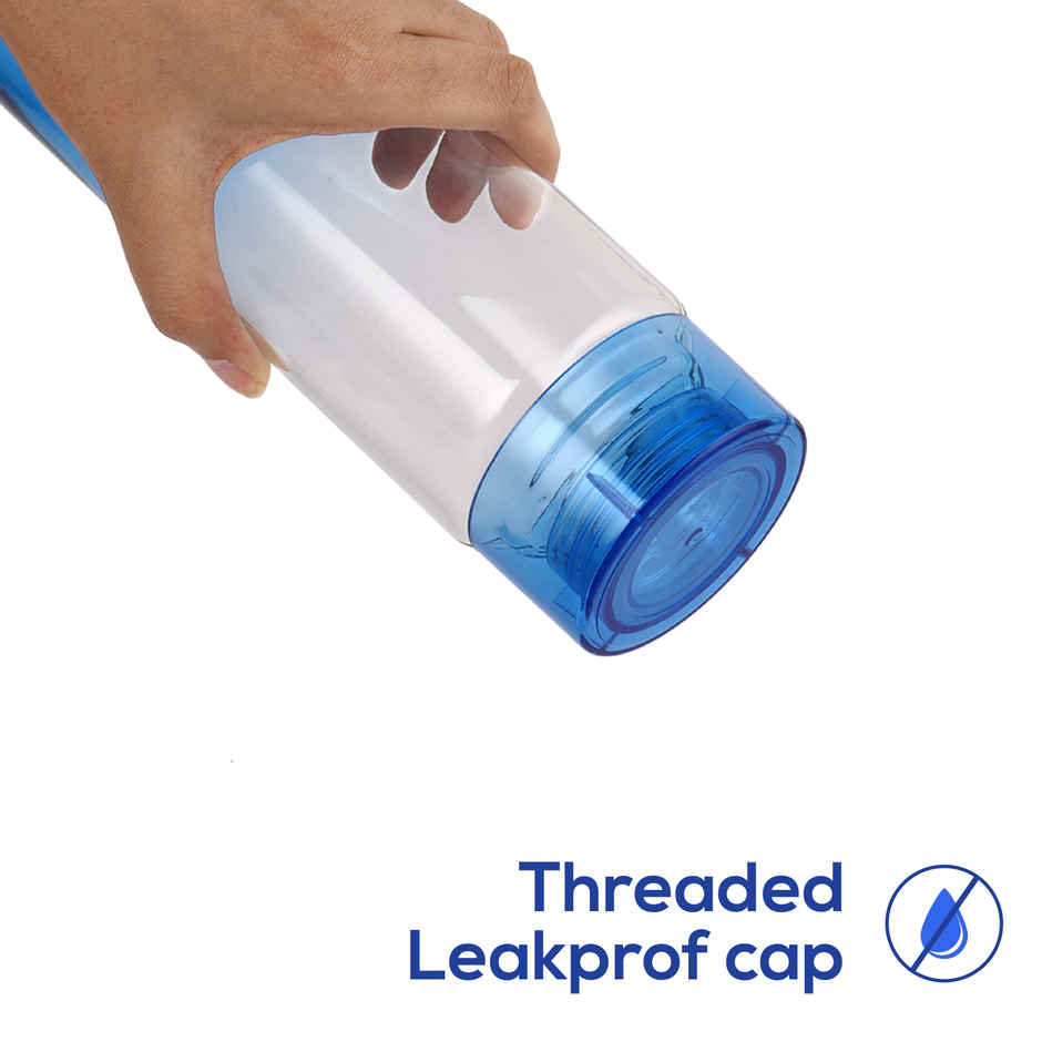 Cello H2O Dual Color Glass Bottle with Plastic Cap | Leak proof | Refrigerator Safe | Blue | 920 ml