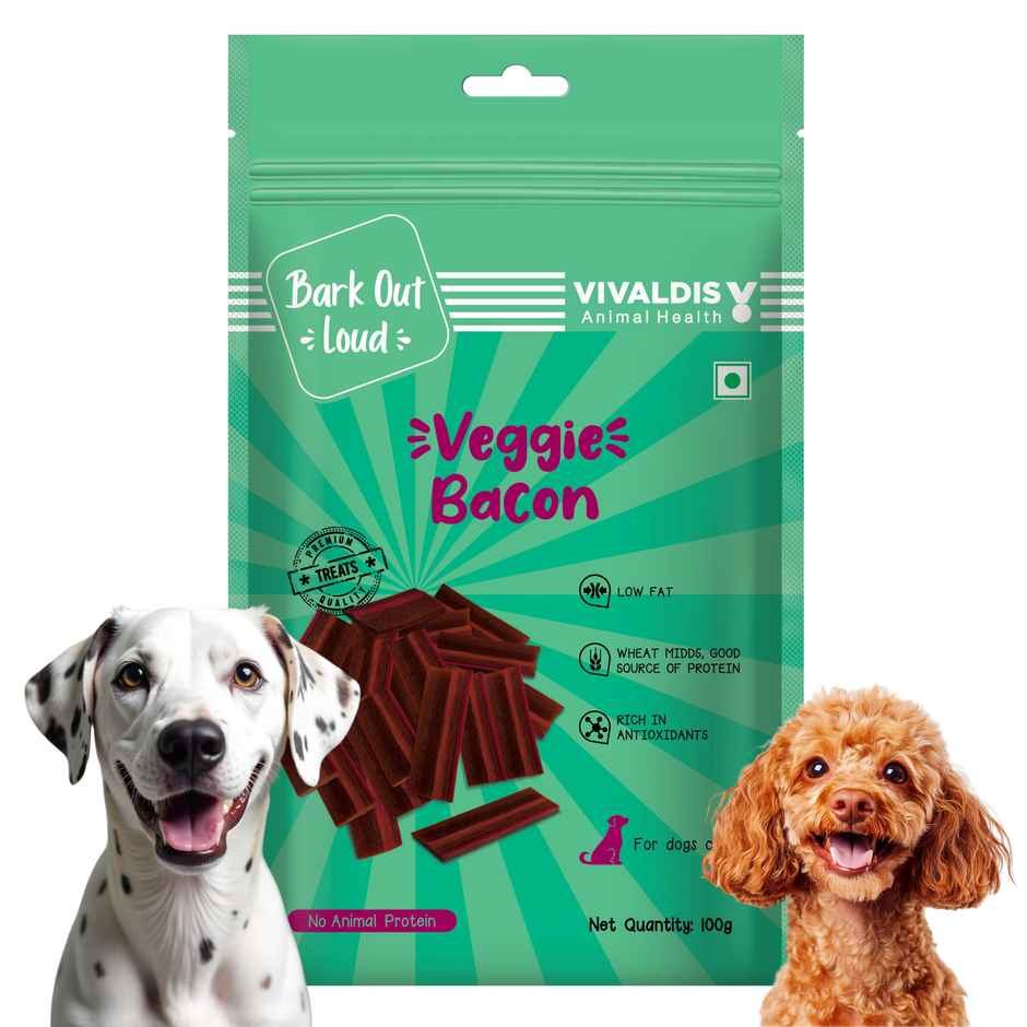 Bark Out Loud - Veggie Bacon | 100% Veg/Vegan Dog Treats | Low Fat| No-Meat, Vegetarian