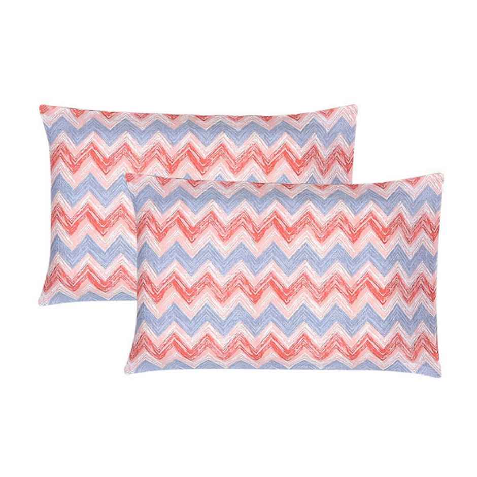 Status Value Single Striped Cotton Bedsheet | Blue and Pink