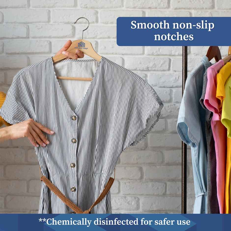 Homestrap Wooden Cloth Hanger | Pack of 5