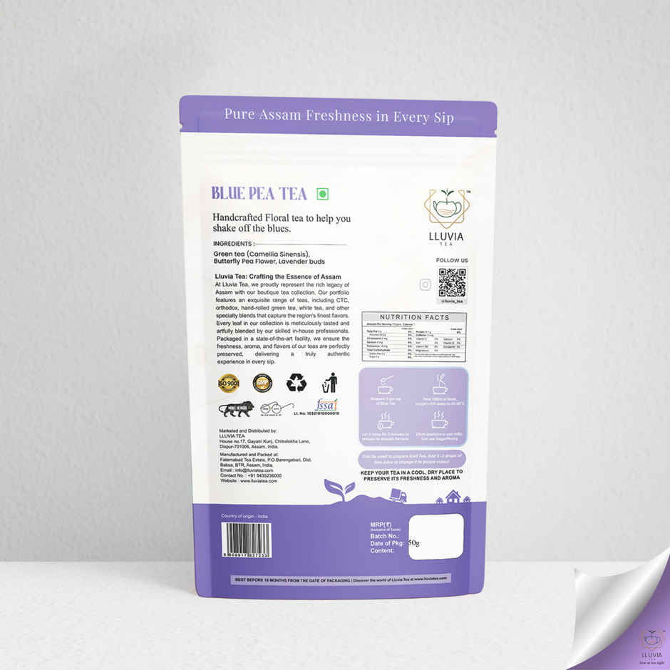 Lluvia Blue Tea Butterfly Pea Flower Zipper Pack