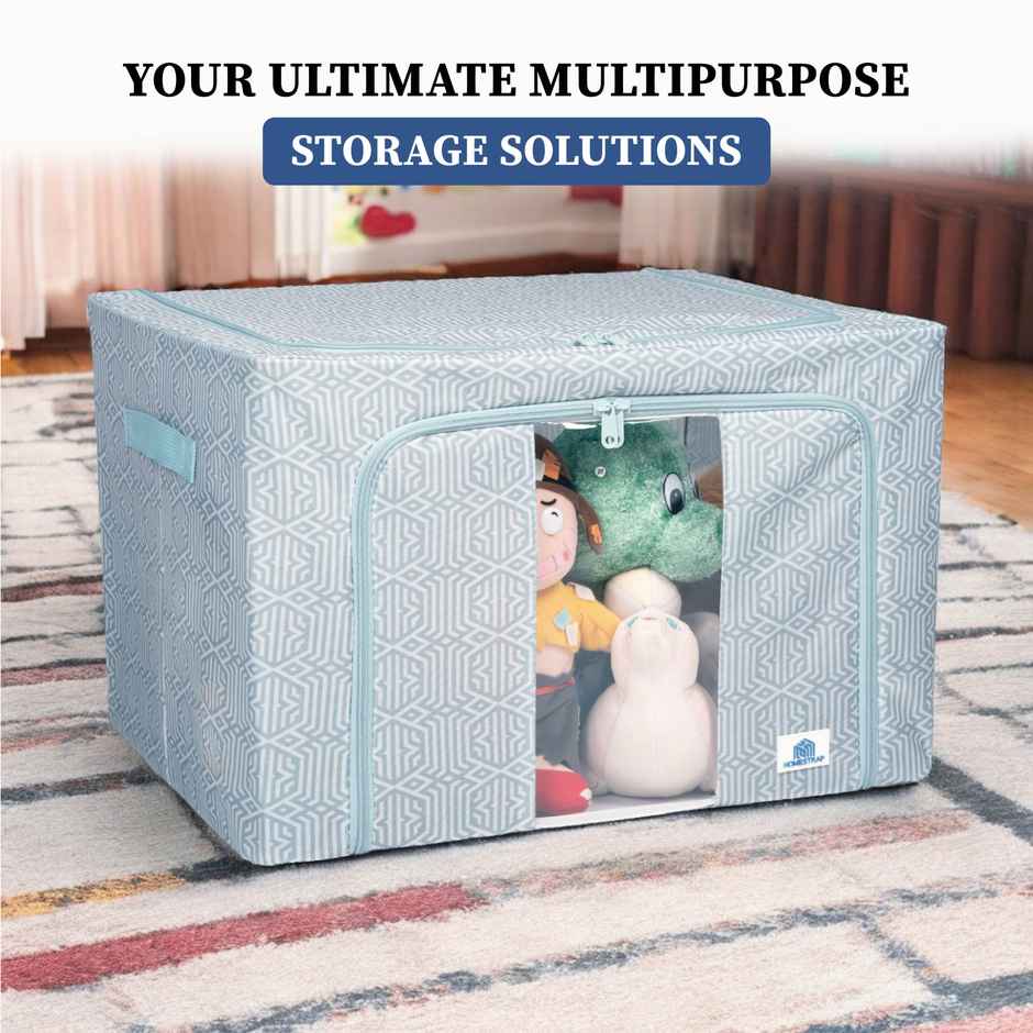 Homestrap Storage Box Organizer With Steel Frame, Zipper & Handles | 66 L