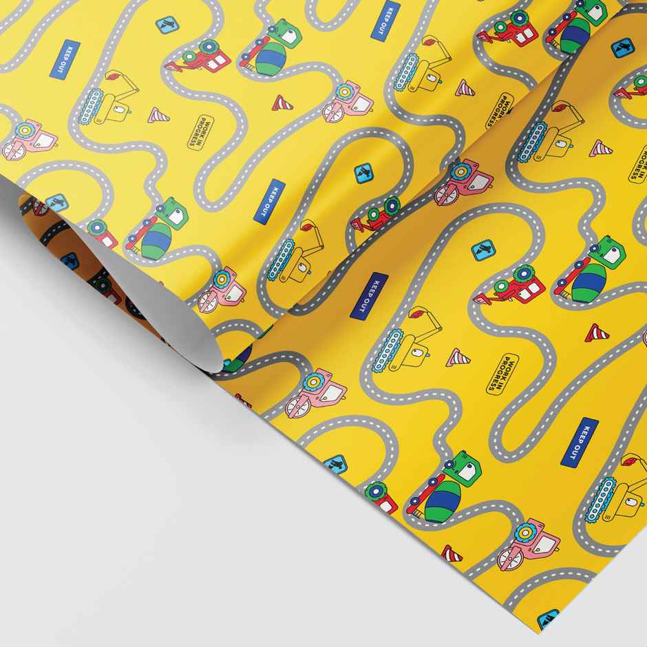 Tiger Notes Gift Wrap Kids Tractor Yellow
