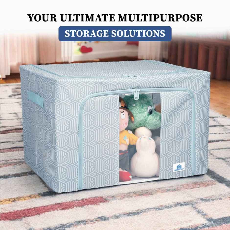 Homestrap Storage Box Organizer With Steel Frame, Zipper & Handles | 66 L