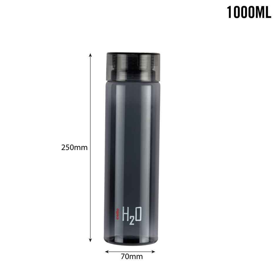Cello H2O Unbreakable Plastic Water Bottle | Leak proof & break-proof |1 Liter | Black