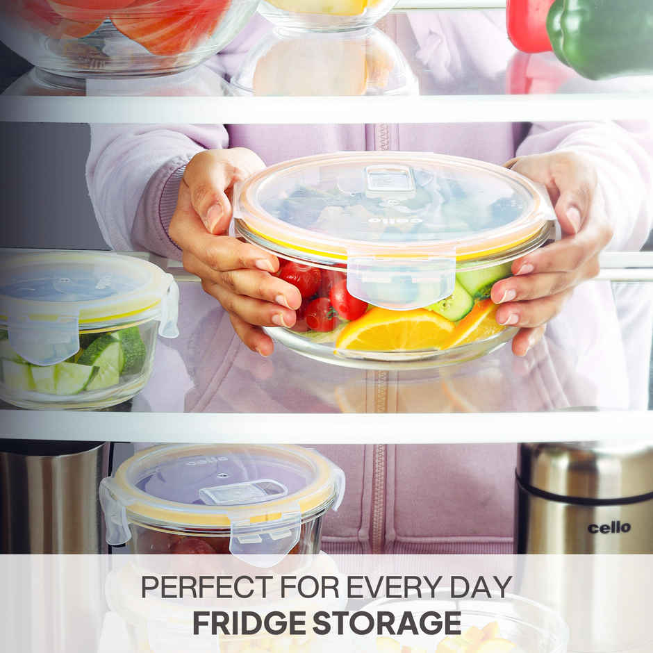 Fit and Fresh Glass Round Lunch Box Clear - 400 ml | CELLO