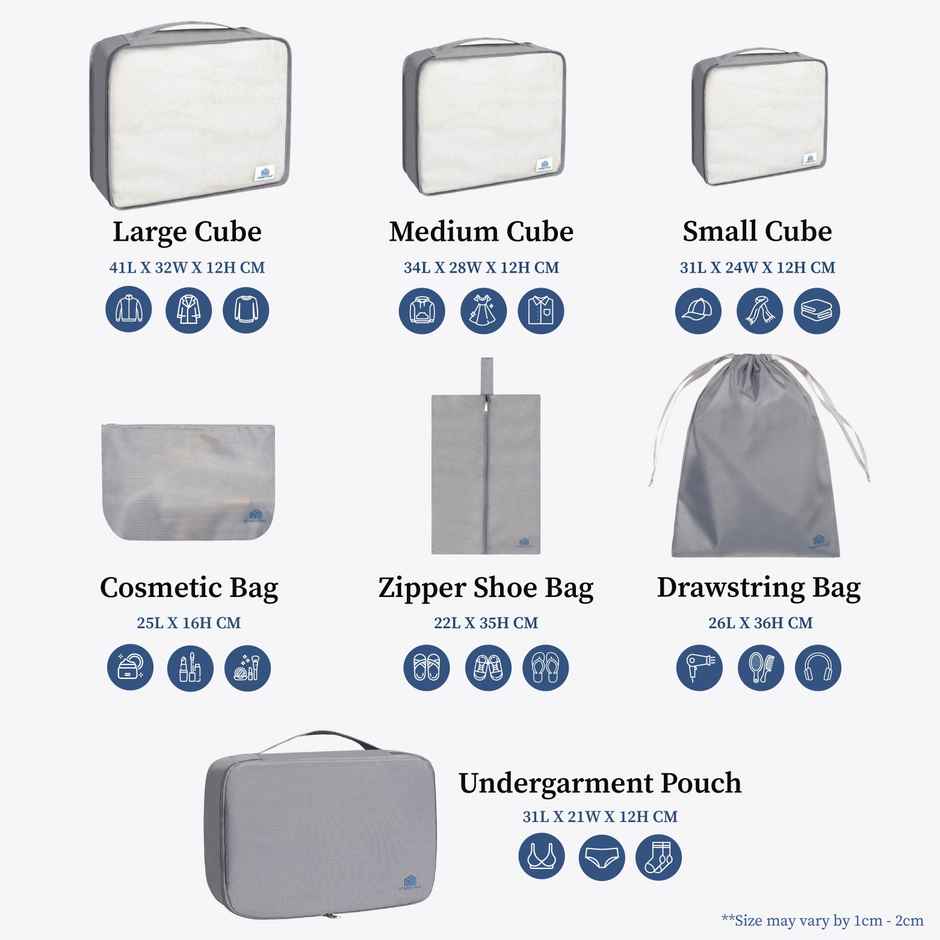 Homestrap Travel Cubes Organizer Bag | Set of 7