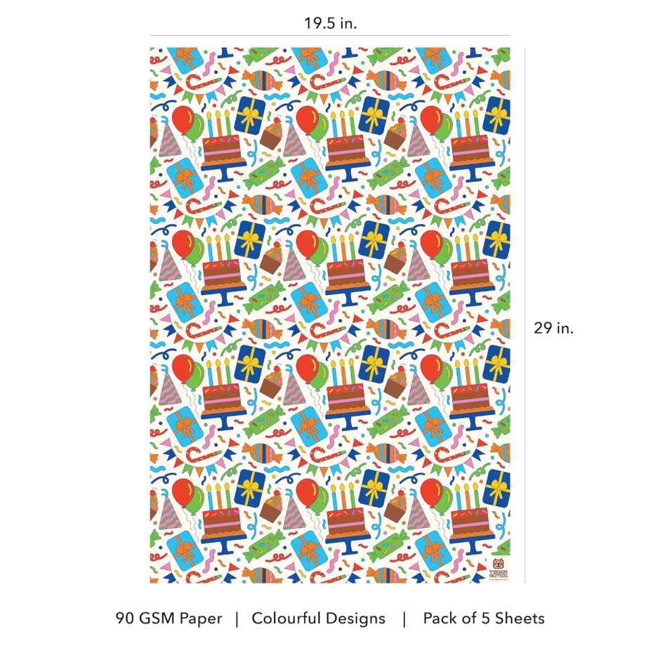 Tiger Notes Gift Wrap Birthday Party White