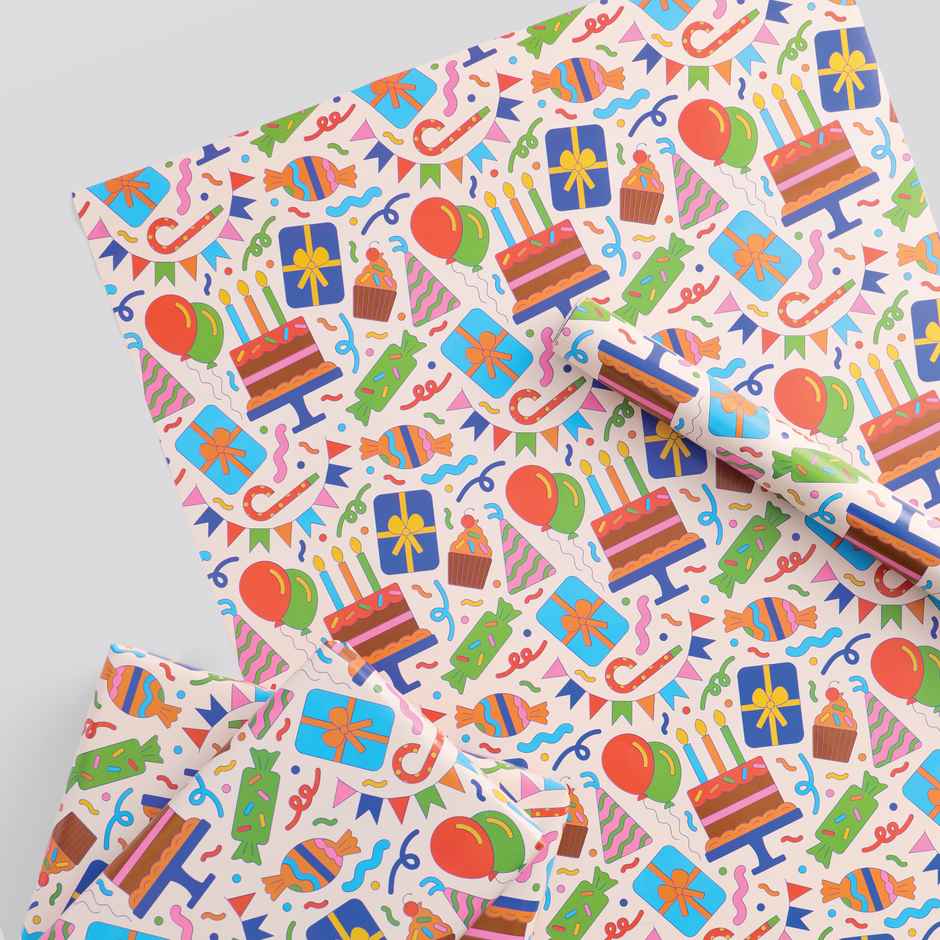 Tiger Notes Gift Wrap Birthday Party White