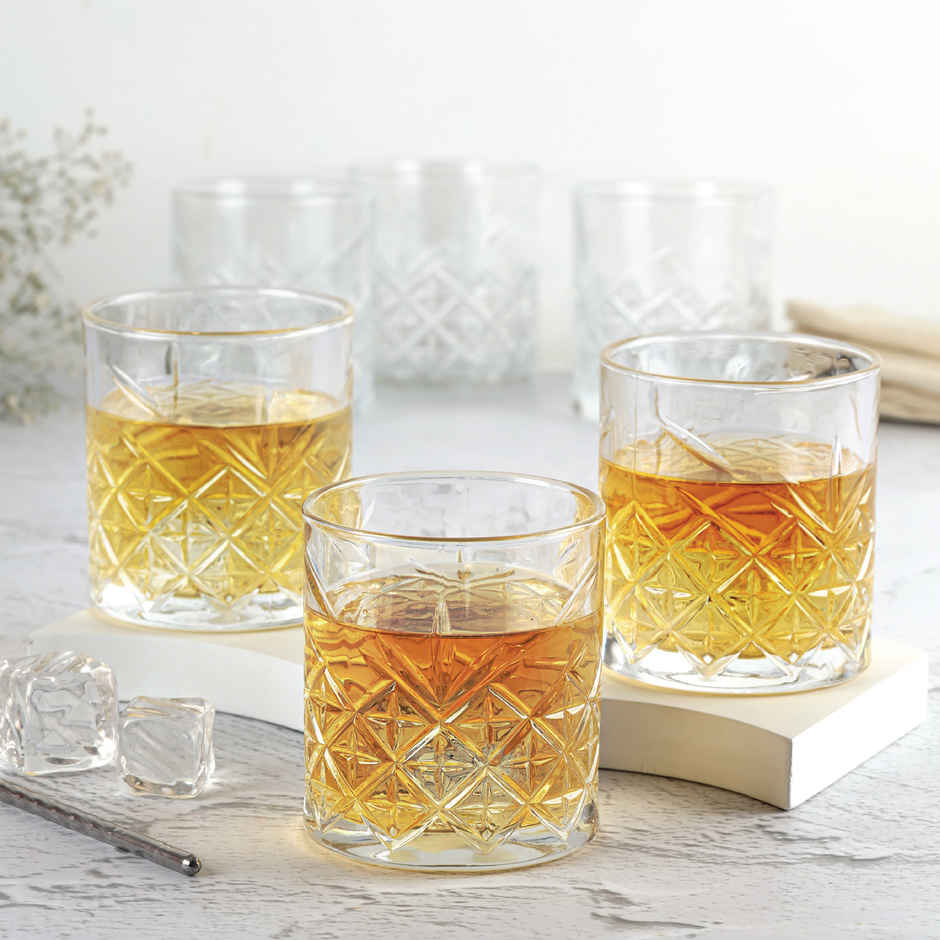 Cello Classix Rock Tumbler Glass Set | Clear - 325 ml