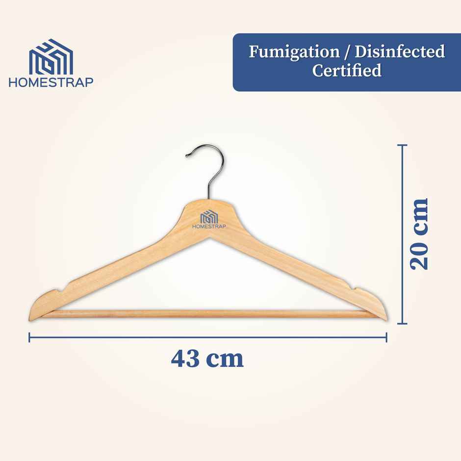 Homestrap Wooden Cloth Hanger | Pack of 5