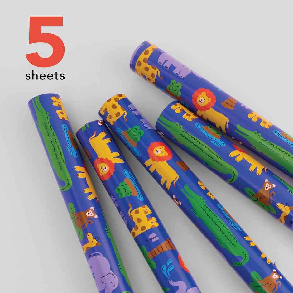 Tiger Notes Gift Wrap Kids Animals Blue