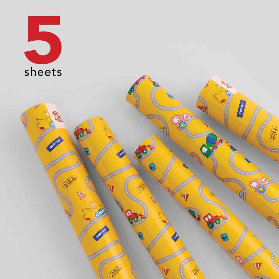 Tiger Notes Gift Wrap Kids Tractor Yellow