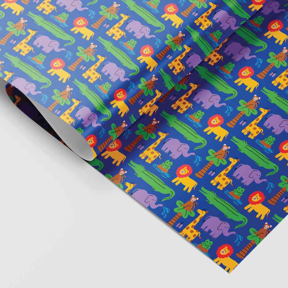 Tiger Notes Gift Wrap Kids Animals Blue