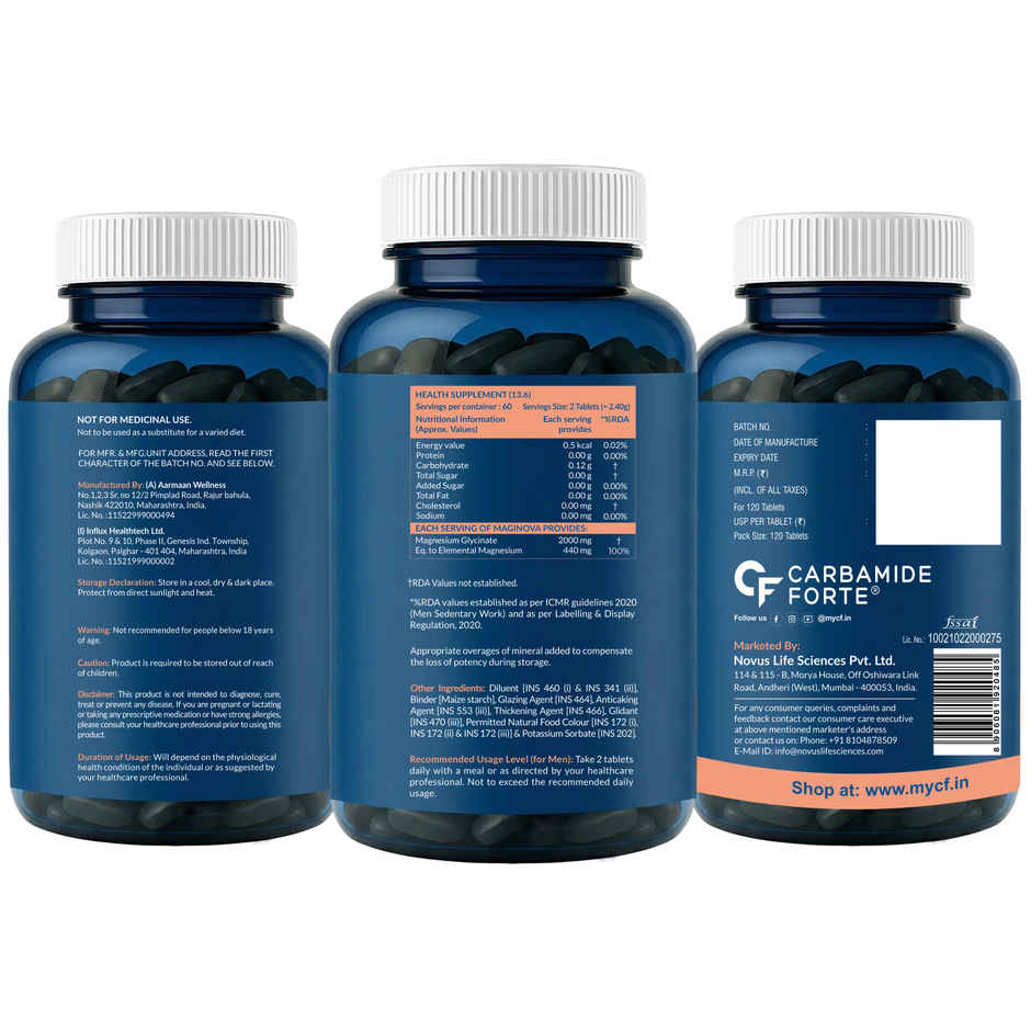 Carbamide Forte Chelated Magnesium Glycinate Supplement 2000mg , Supports Muscle Recovery & Sleep