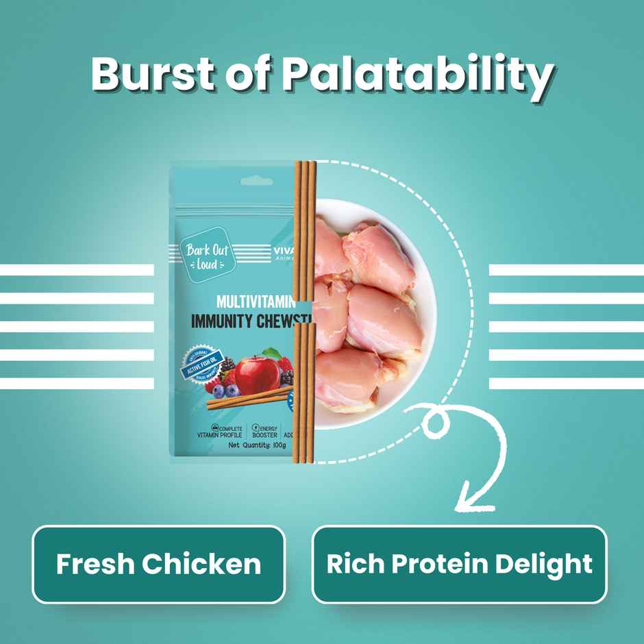 Bark Out Loud Dog Treat & Cat Treat | Multivitamin Immunity Chewstix | Omega & Zinc to Boost Health