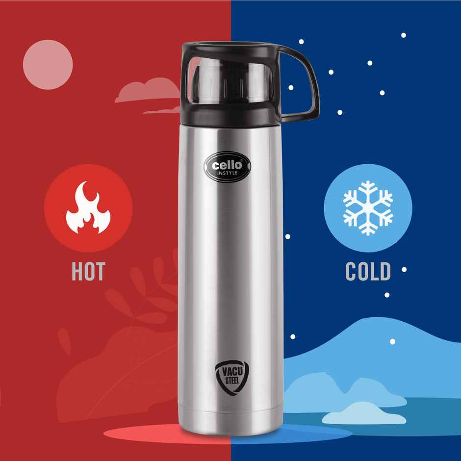 Cello Instyle Thermosteel Flask | 750 ml | Black | Assorted