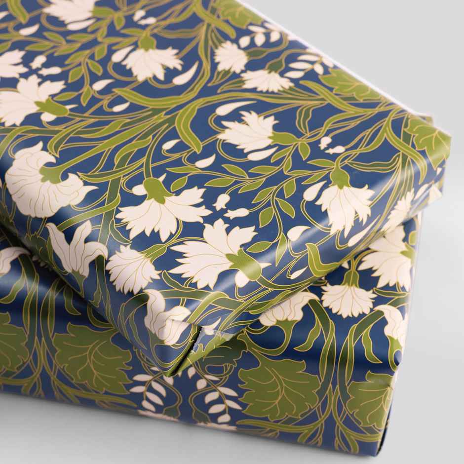 Tiger Notes Gift Wrap Botanical Flowers Blue