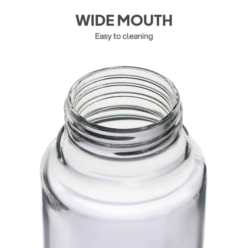 Cello Hydra 900 Glass Fridge Water Bottle with Plastic Cap | Wide mouth | Olive Green | 875 ml