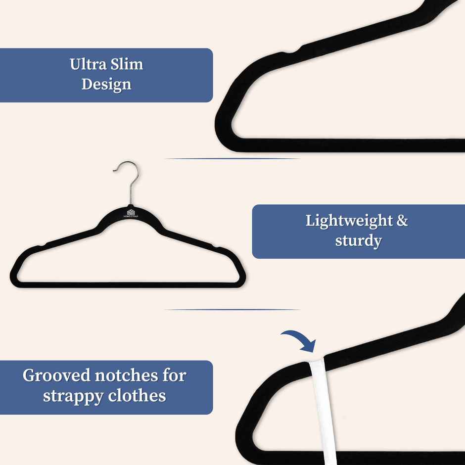 Homestrap Pack Of 12 Velvet Anti-Slip Hanger