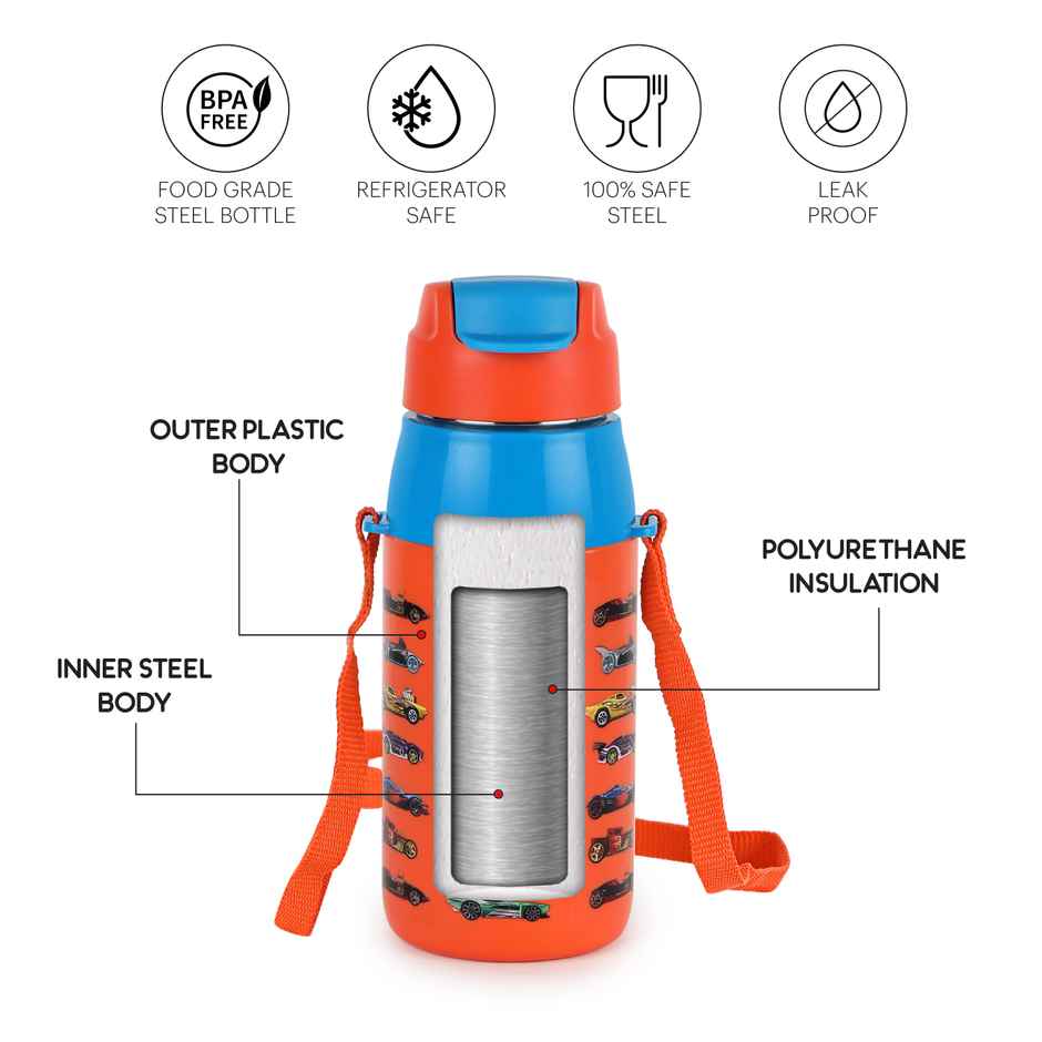 Cello Puro Steel-X Hydra Kid Water Bottle | 400 ml | Colour May Vary