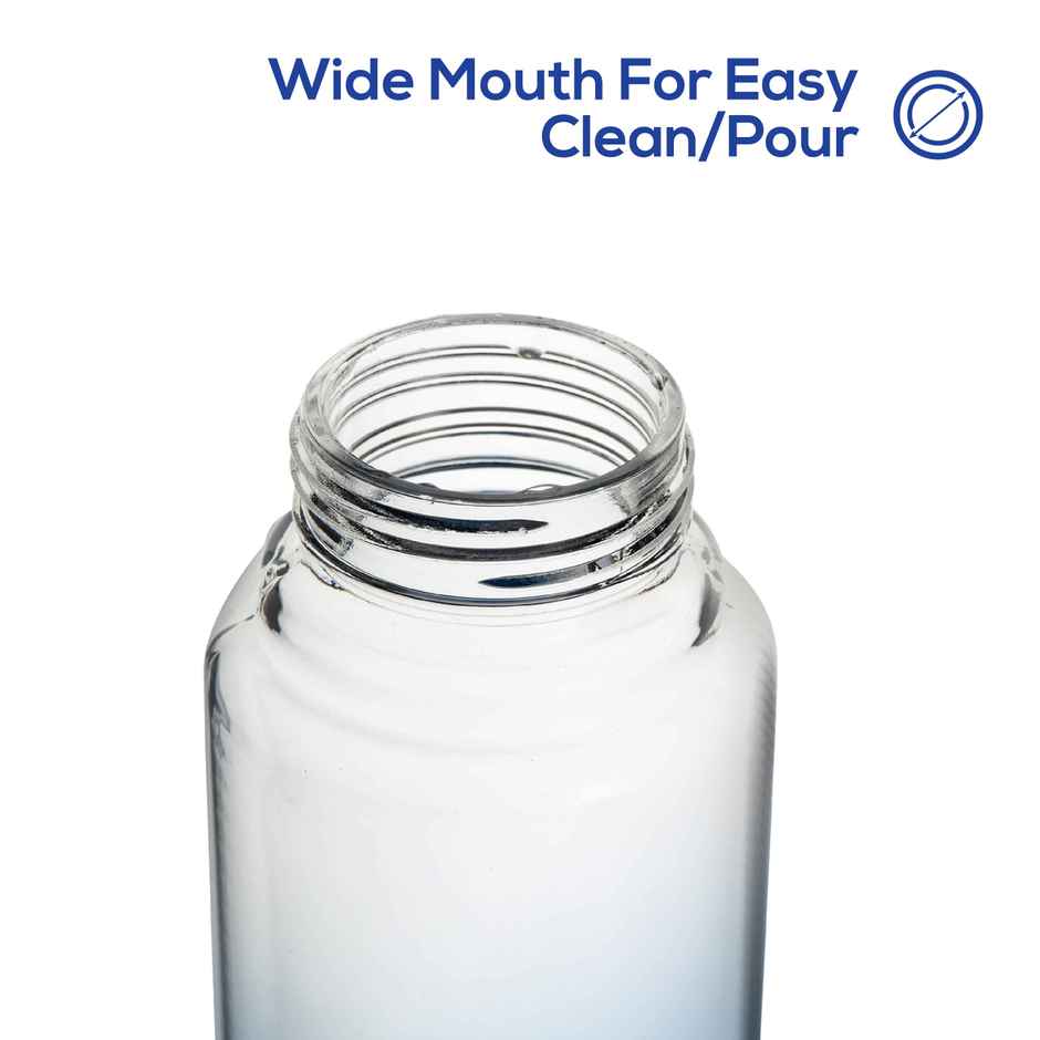 Cello H2O Dual Color Glass Bottle with Plastic Cap | Leak proof | Refrigerator Safe | Blue | 920 ml