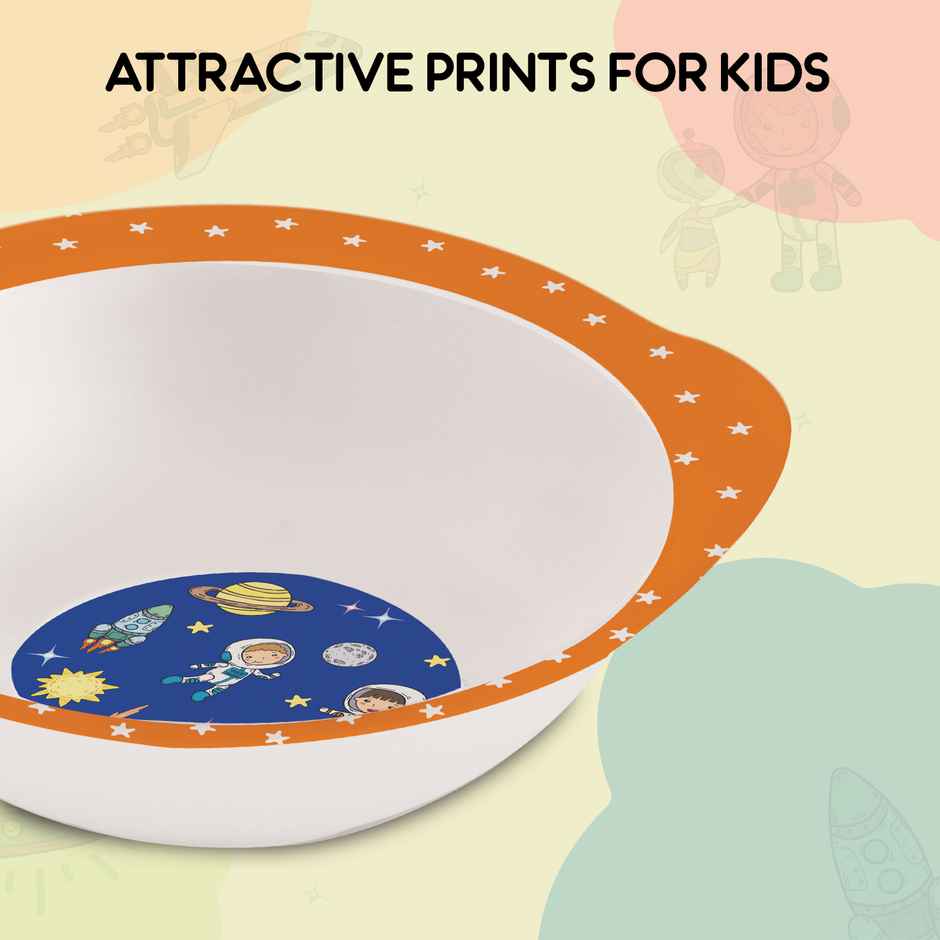 Cello Kidzbee Cereal Bowl Cosmic Explorer Melamine Bowl Set for KidsSet of 3, Navy Blue