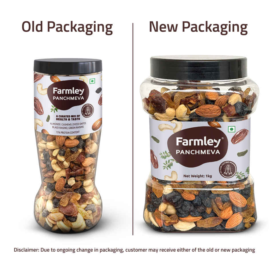 Farmley Mix Dry Fruits Panchmeva - Almonds, Cashews, Dates, Black Raisins, Green Raisins