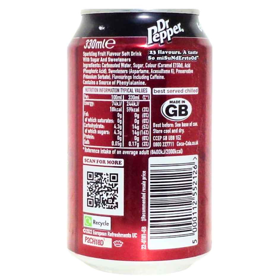 Dr Pepper Sparkling Fruit Flavour Soft Drink | Can