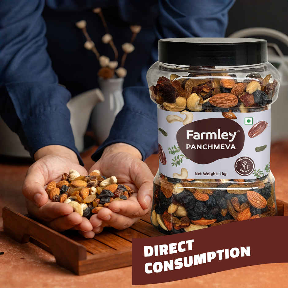 Farmley Mix Dry Fruits Panchmeva - Almonds, Cashews, Dates, Black Raisins, Green Raisins