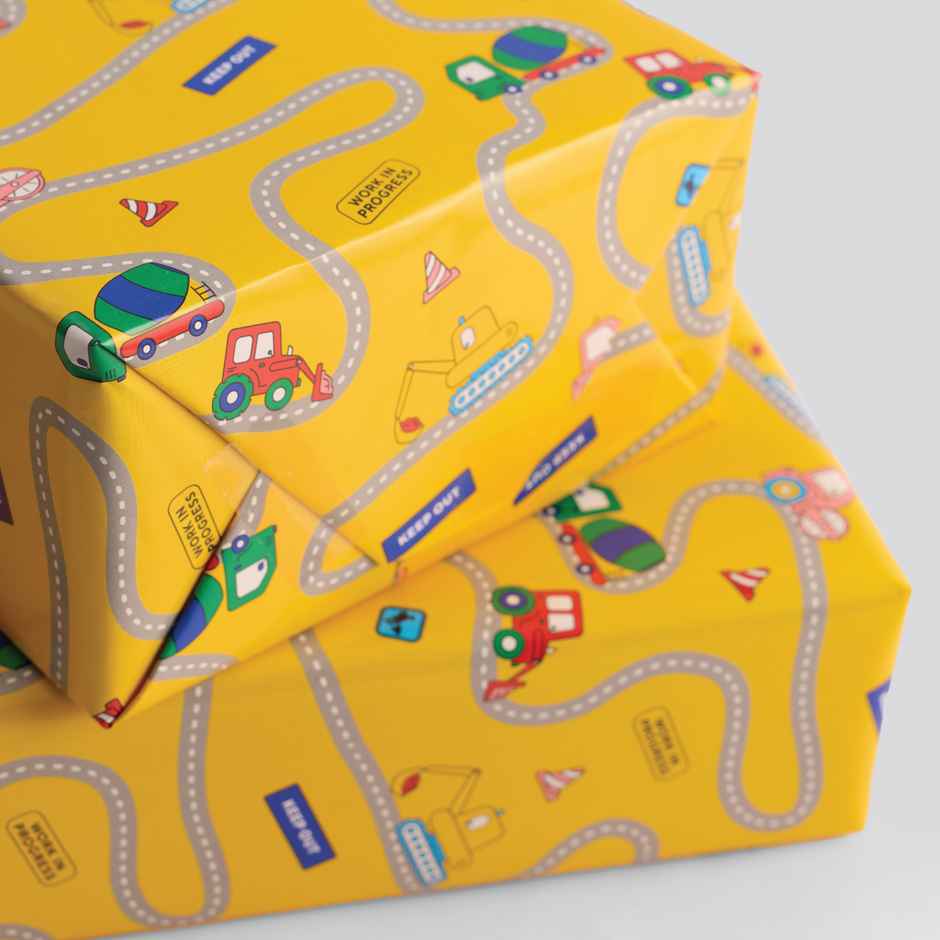 Tiger Notes Gift Wrap Kids Tractor Yellow