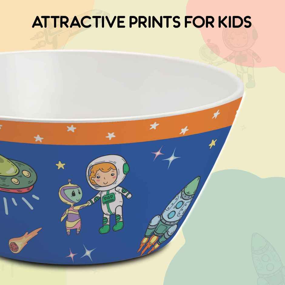 Cello Kidzbee Quadmeal Cosmic Explorer Melamine Meal Set for Kids | Set of 5, Navy Blue