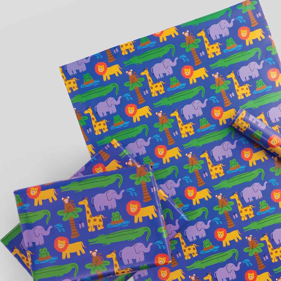 Tiger Notes Gift Wrap Kids Animals Blue