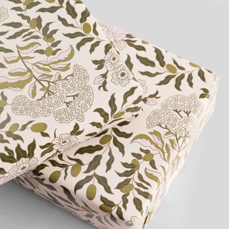 Tiger Notes Gift Wrap Botanical Garden Beige