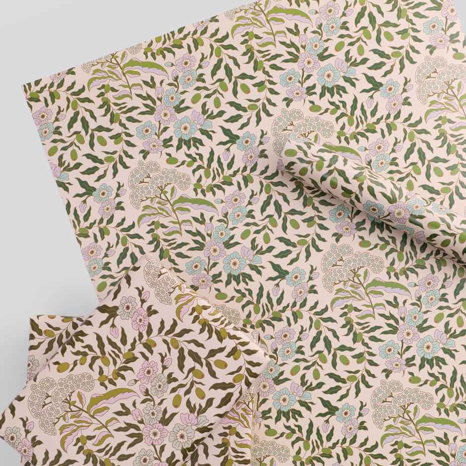 Tiger Notes Gift Wrap Botanical Garden Beige