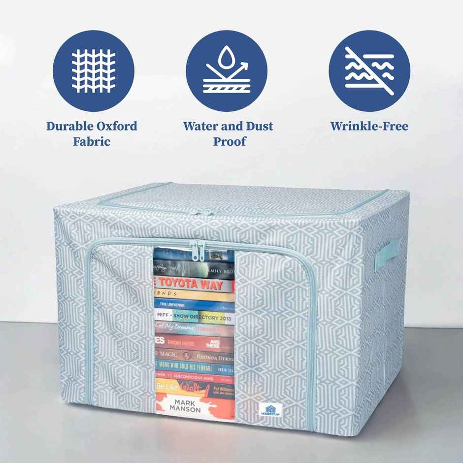Homestrap Storage Box Organizer With Steel Frame, Zipper & Handles | 66 L