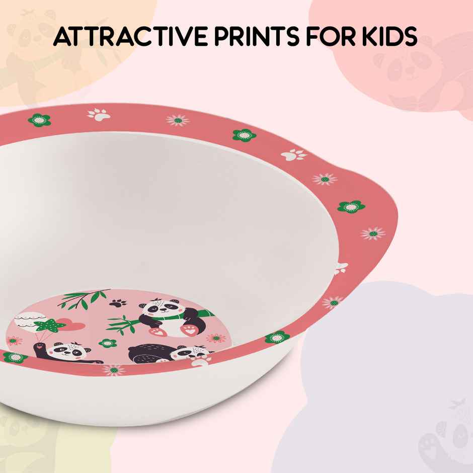 Cello Kidzbee Cereal Bowl Bamboo Buddies Melamine Bowl Set for Kids Set of 3, Peach